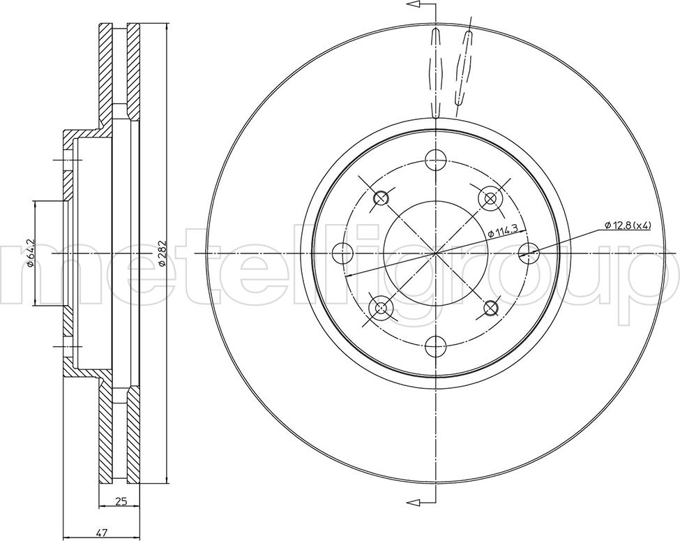 Тормозной диск Metelli. Артикул 23-0582