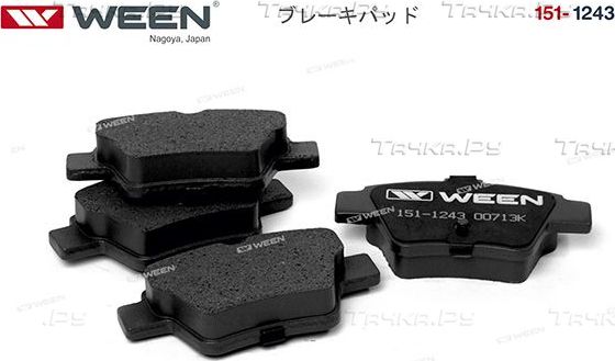 Тормозные колодки WEEN задние для Peugeot 207 I 2006-2015. Артикул 151-1243