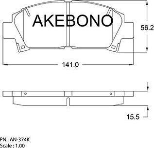Тормозные колодки Akebono Standard. Артикул AN-374K
