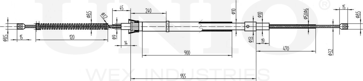 Трос ручного тормоза (Unio). Артикул CAB-60004