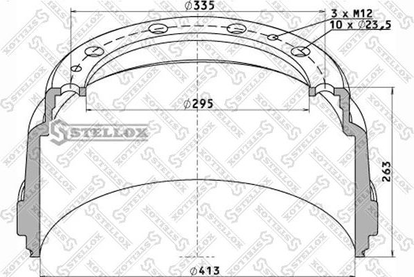 Тормозной барабан Stellox передний для Scania G 2004-2015. Артикул 85-00017-SX