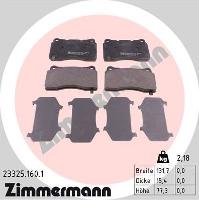 Тормозные колодки Zimmermann. Артикул 23325.160.1