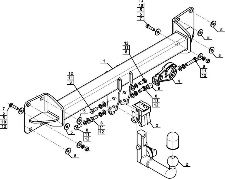 Фаркоп Steinhof для Volvo XC60 II 2017-2026. Быстросъемный крюк. Артикул V-315
