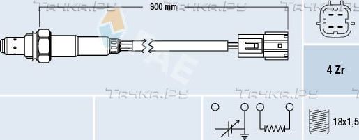 Лямбда-зонд (кислородный датчик) FAE для Nissan Micra K12 2003-2005. Артикул 77395