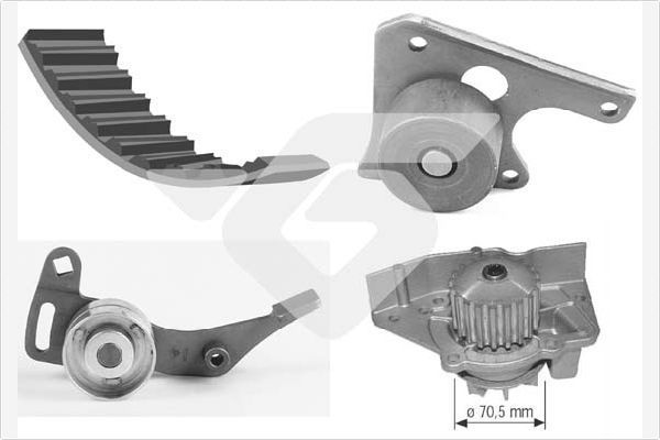 Помпа (водяной насос) с комплектом ремня ГРМ Hutchinson. Артикул KH 01WP30