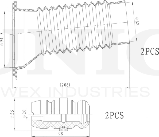 Отбойник и пыльник амортизатора, комплект (Unio). Артикул DUC-50035