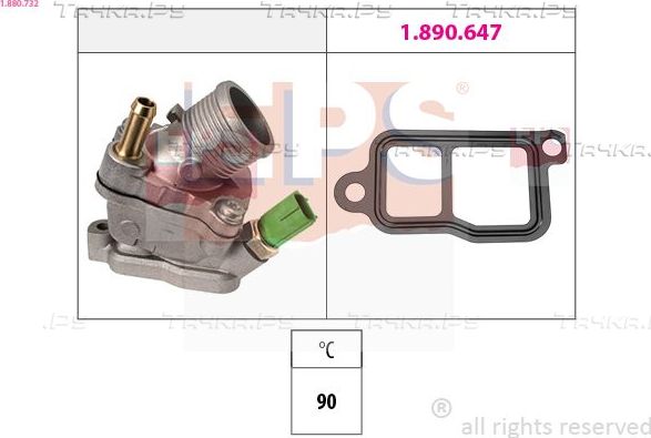 Термостат EPS Made in Italy - OE Equivalent для Volvo V50 I 2006-2010. Артикул 1.880.732