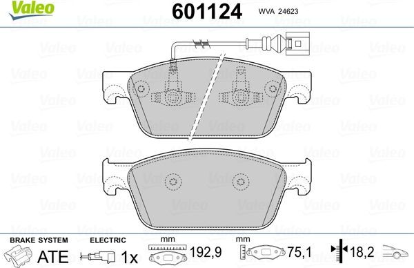 Тормозные колодки Valeo. Артикул 601124