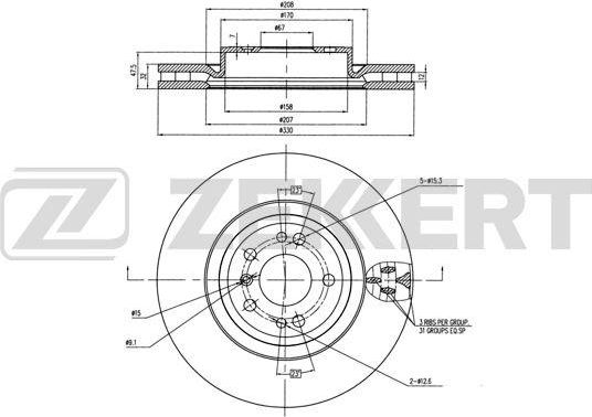 Тормозной диск Zekkert. Артикул BS-6008B