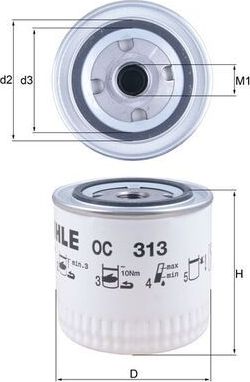 Масляный фильтр Mahle для Volvo S40 I 1995-2003. Артикул OC 313