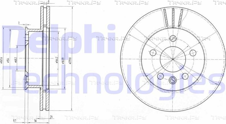 Тормозной диск Delphi. Артикул BG2717