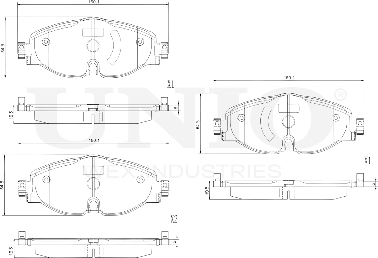 Колодки тормозные дисковые, комплект (Unio). Артикул BRP-20183
