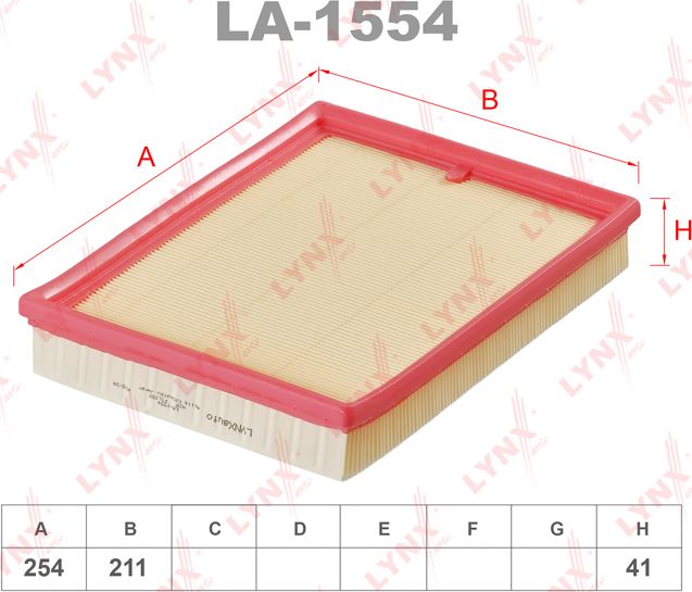 Воздушный фильтр LYNXauto. Артикул LA-1554