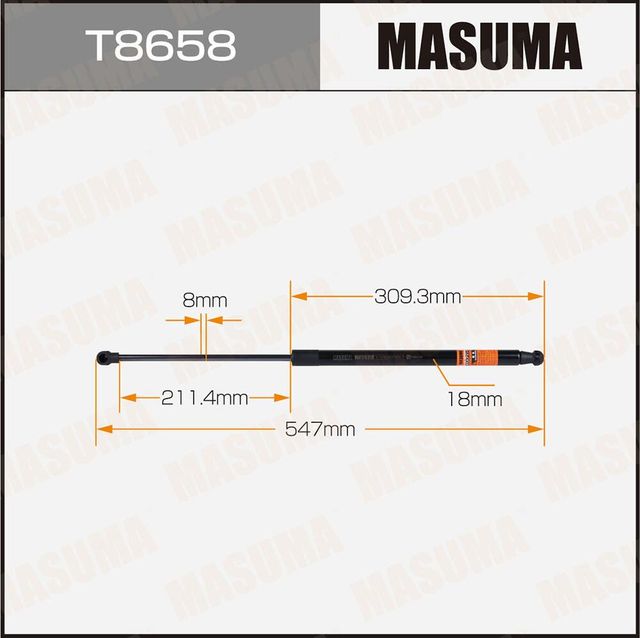 Упор газовый багажника MASUMA, L=547mm (1/40). Артикул T8658