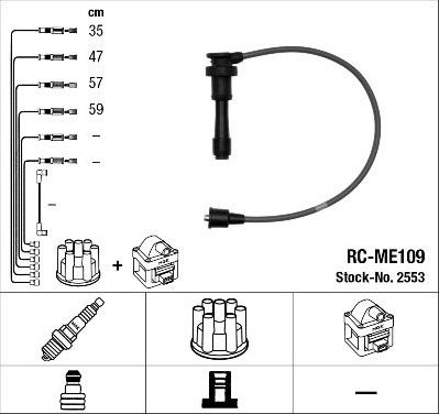 Высоковольтные провода (провода зажигания) (комплект) NGK. Артикул 2553
