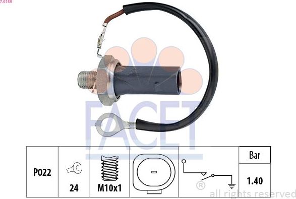 Датчик давления масла Facet Made in Italy - OE Equivalent. Артикул 7.0159