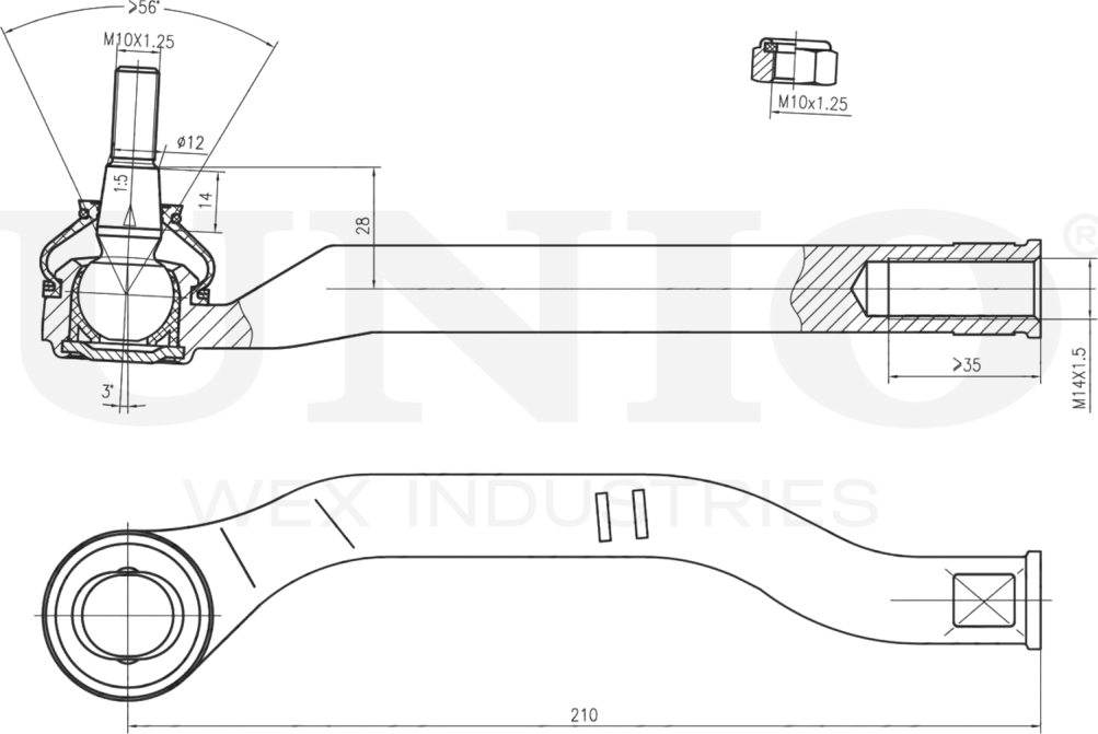 Наконечник рулевой тяги (Unio). Артикул SSP-10136