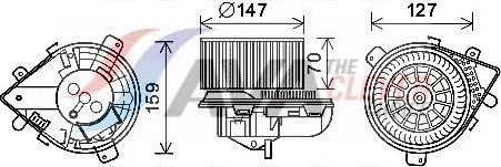 Вентилятор, мотор печки (отопителя) салона AVA правый для Lancia Zeta 1995-2002. Артикул PE8393