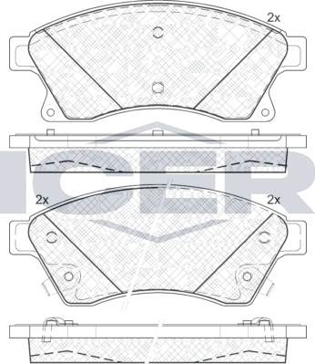 Тормозные колодки Icer передние для Chevrolet Aveo II 2011-2015. Артикул 181942