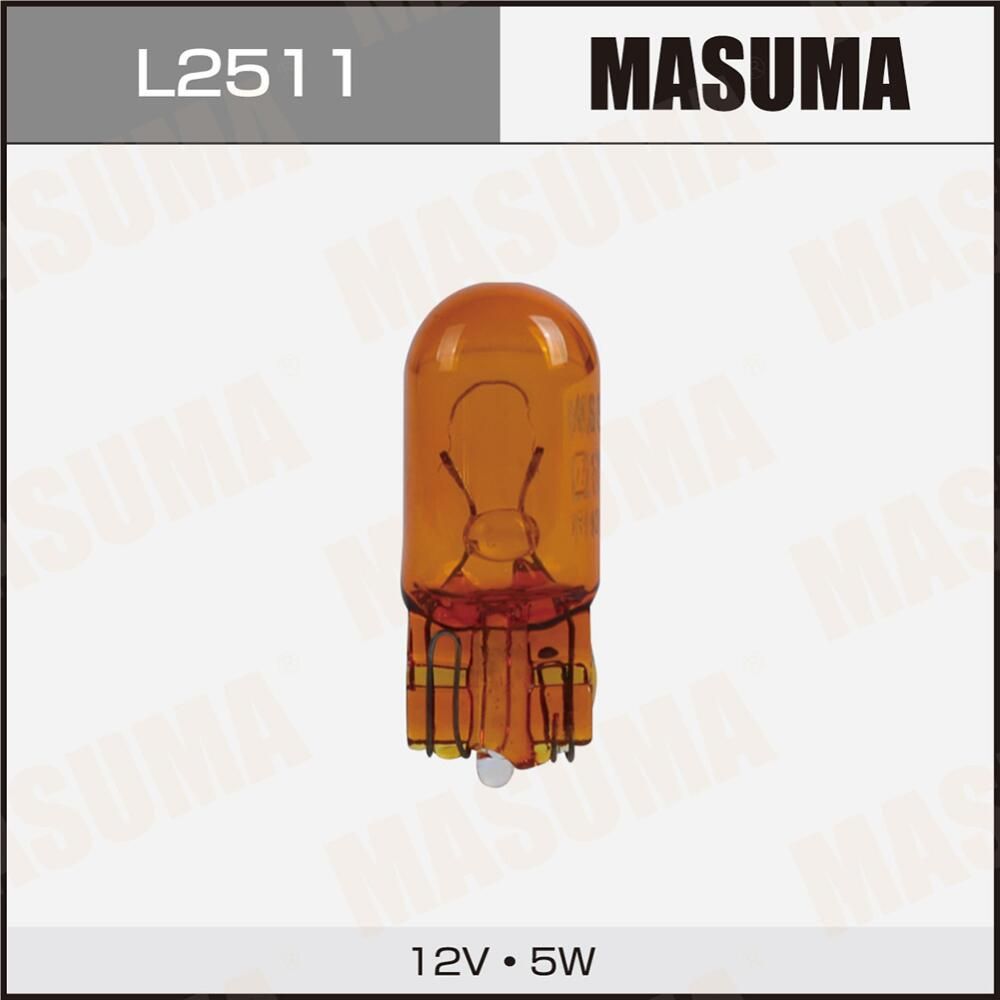Лампа б/ц  12v 5W T10, Orange (упаковка 2 шт, цена за 1 шт) (Masuma). Артикул L2511