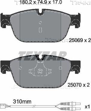 Тормозные колодки Textar Q+ передние для Peugeot 508 I 2010-2018. Артикул 2506901