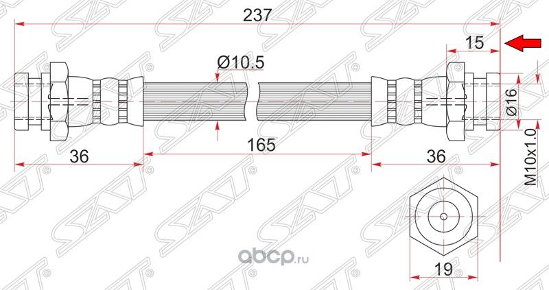 ШЛАНГ ТОРМОЗНОЙ ПЕРЕДНИЙ ТАИЛАНД TOYOTA LAND CRUISER 92-98 LHRH ПРОМЕЖУТОЧНЫЙ ST-90947-02817 SAT SAT. Артикул ST9094702817