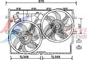 Вентилятор радиатора двигателя AVA (полимерный материал) для Fiat Ducato III 2006-2026. Артикул FT7586