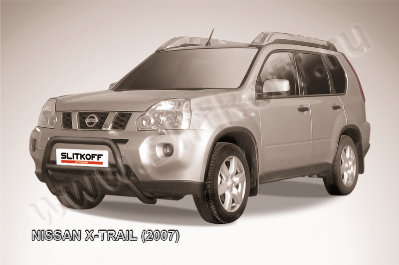 Кенгурятник Slitkoff d57 низкий ЧЕРНЫЙ матовый для Nissan X-Trail T31 2007-2010. Артикул NXT003B