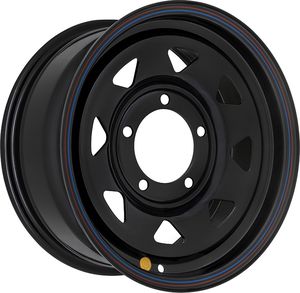 Колёсный диск OFF-ROAD Wheels усиленный стальной черный с бедлоком (красный) 7xR15 d110 ET+25 (треуг. мелкий) для УАЗ Patriot 2005-2026. Артикул 1570-53910BL+25A17X