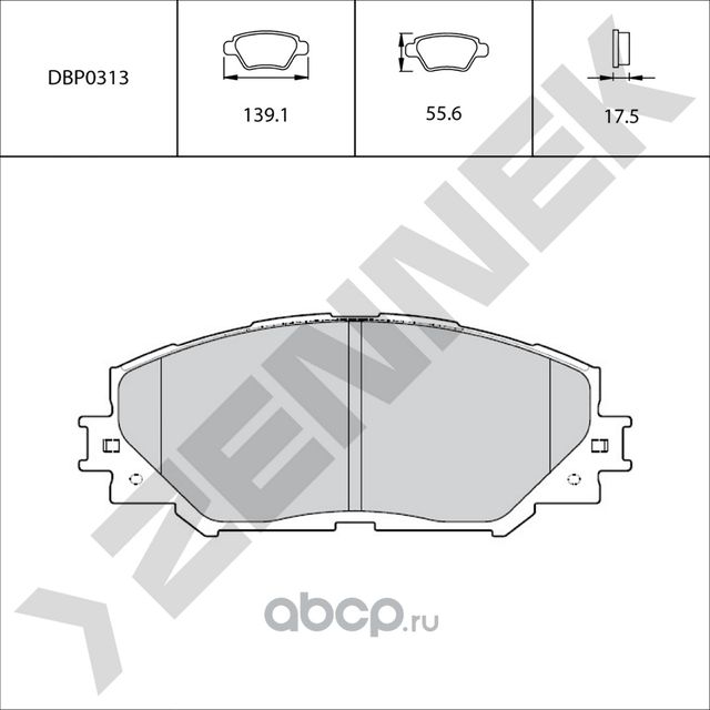 Колодки тормозные передние RAV4 06-13, COROLLA 08 (Zennek). Артикул DBP0313
