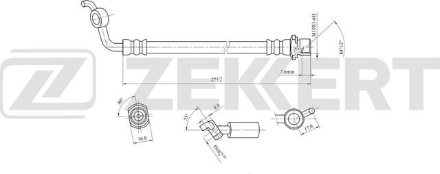 Тормозной шланг Zekkert. Артикул BS-9064