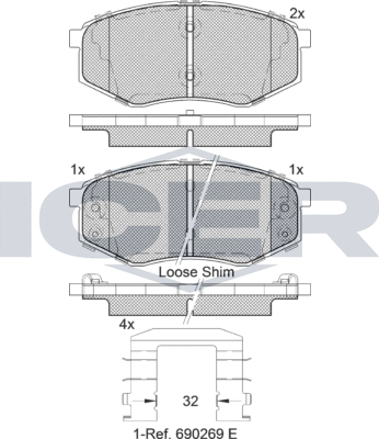 Тормозные колодки Icer. Артикул 182094