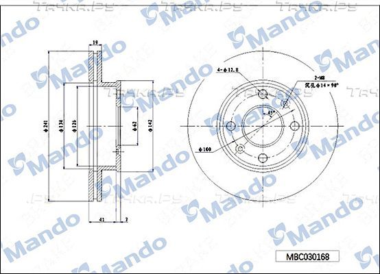 Тормозной диск Mando передний для Hyundai Getz I 2002-2010. Артикул MBC030168