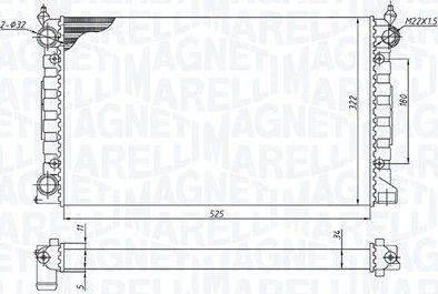 Радиатор охлаждения двигателя Magneti Marelli для Volkswagen Passat B3 1988-1997. Артикул 350213189600