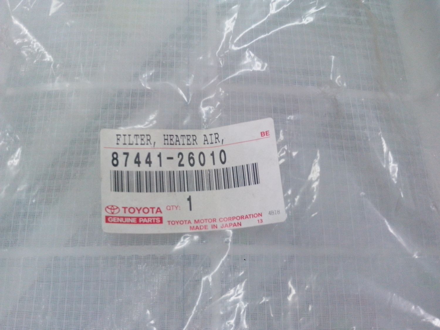 Салонный фильтр Toyota. Артикул 8744126010