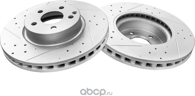 Тормозной диск передний с перфорацией и насечками в покрытии (Powerstop). Артикул EBR877