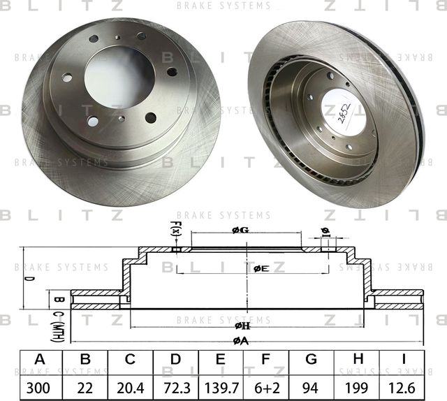 BS0653_диск тормозной задний!/ Mitsubishi Pajero III/IV/Pajero Sport 3.5-3.8i/2. (Blitz). Артикул BS0653