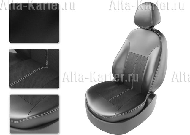 Чехлы CarFashion Classic на сидения для Kia Cerato IV 2018-2026, цвет Черный/Черный/Белый. Артикул 220718060602