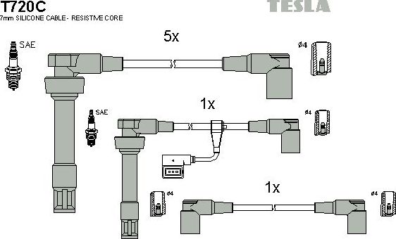 Высоковольтные провода (провода зажигания) (комплект) Tesla. Артикул T720C