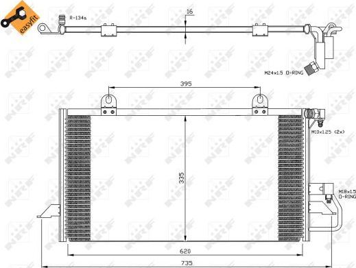 Радиатор кондиционера (конденсатор) NRF (алюминий) для Audi 80 V (B4) 1991-1996. Артикул 35247