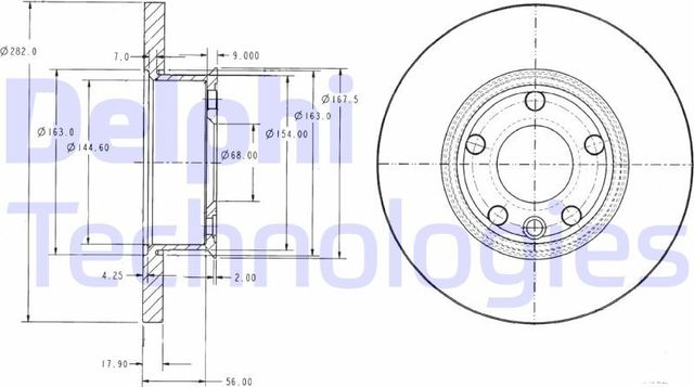Тормозной диск Delphi передний для Volkswagen Transporter T4 1990-1998. Артикул BG2898