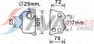 Радиатор масляный (маслоохладитель) для двигателя AVA (алюминий). Артикул VN3390