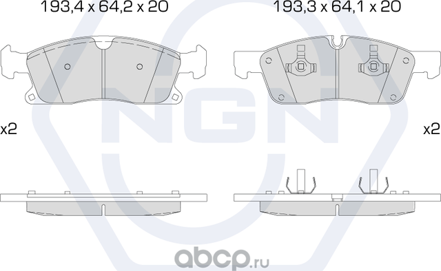 Колодки тормозные керамические, передние (NGN). Артикул 3501443