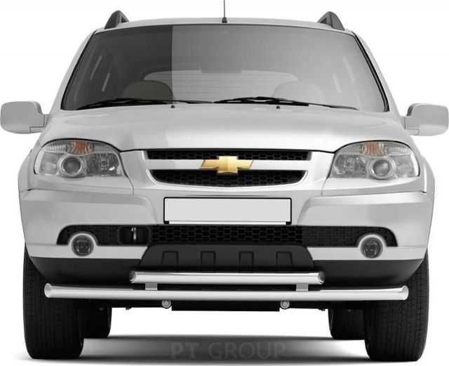 Защита PT Group переднего бампера двойная d63/51 для Chevrolet Niva I рестайлинг 2009-2020. Артикул LNT-21-220201.00