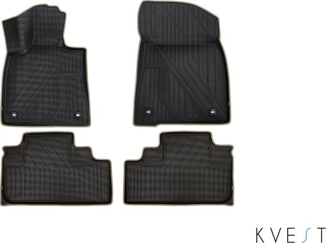 Коврики KVEST 3D для салона Lexus RX IV 2015-2022 Черный, бежевый кант. Артикул KVESTLEX00001K2