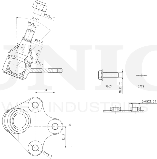 Опора шаровая (Unio). Артикул SSP-20050