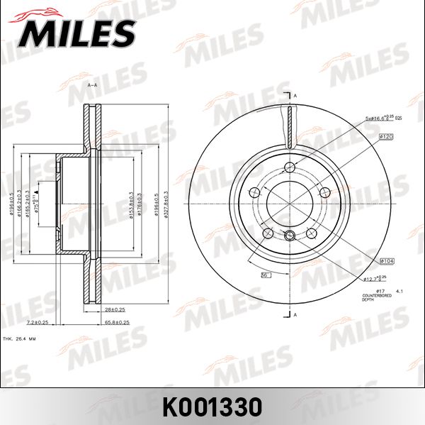 Тормозной диск Miles. Артикул K001330