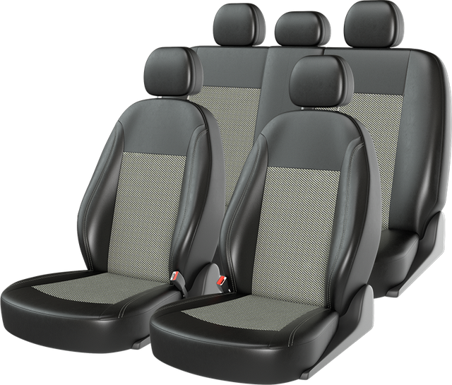 Чехлы универсальные CarFashion Atom Jacquard на сидения авто, цвет Черный/Зеленый/Зеленый. Артикул 10939