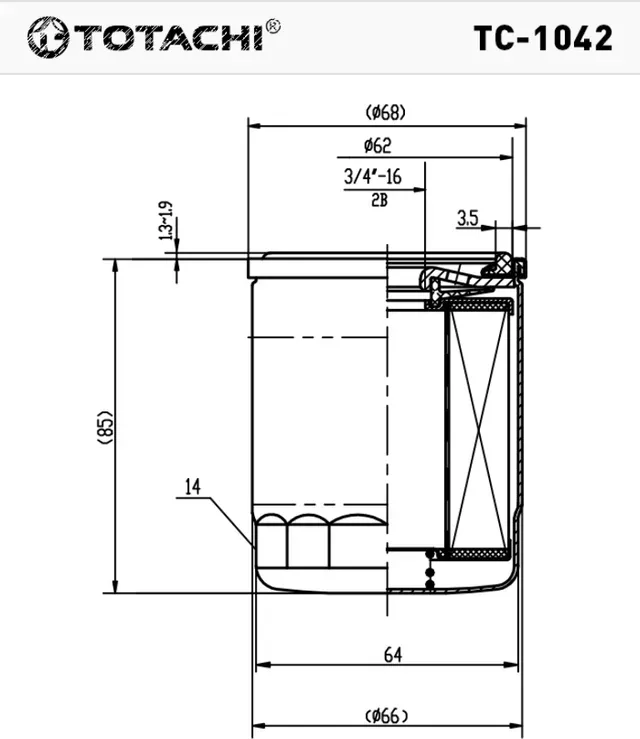 Масляный фильтр двигателя (Totachi). Артикул TC1042