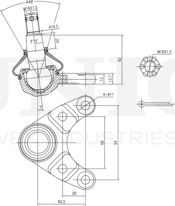 Опора шаровая (Unio). Артикул SSP-20025